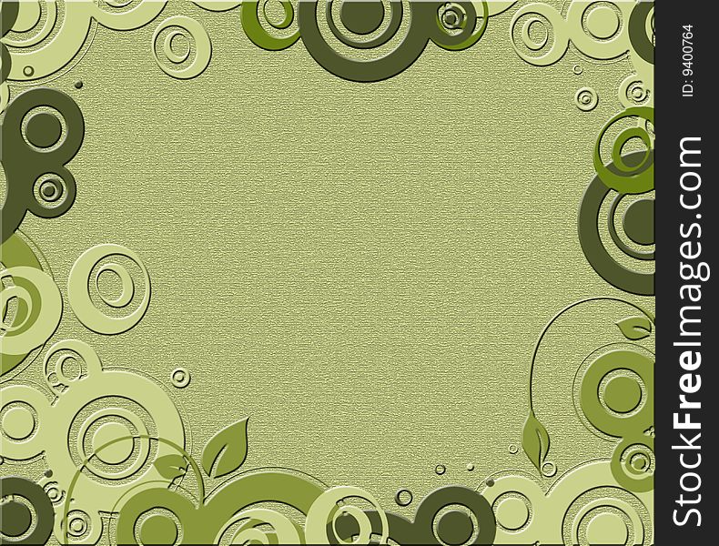 Green background 3d,various green round shapes and leaves