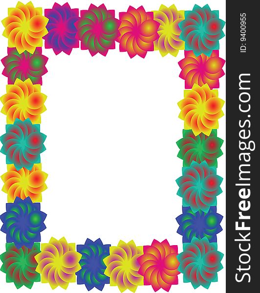 Frame Made Of Colorful Flowers