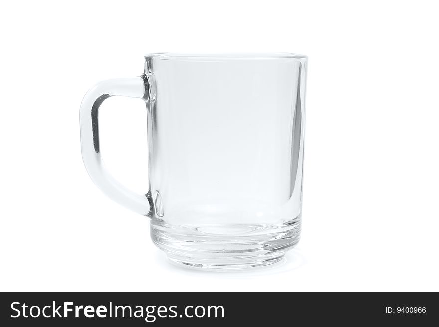 Time to drink: isolated transparent mug on white