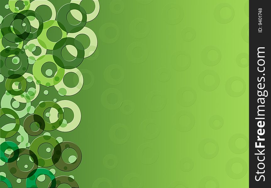 Interesting green background with round shapes