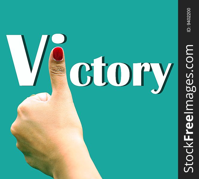 Hand sign depicting victory