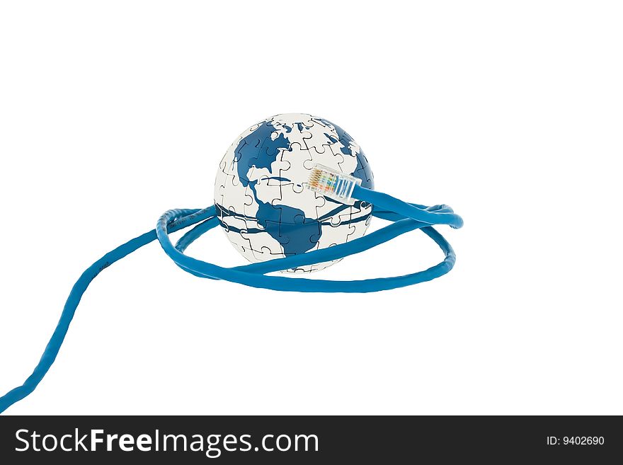 Planet wrapped wires global network. Planet wrapped wires global network