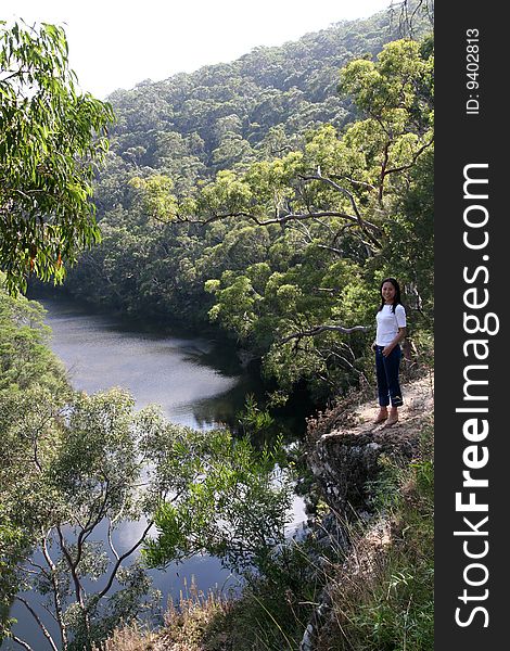 A woman enjoying a scenic gorge in sydney australia's national park