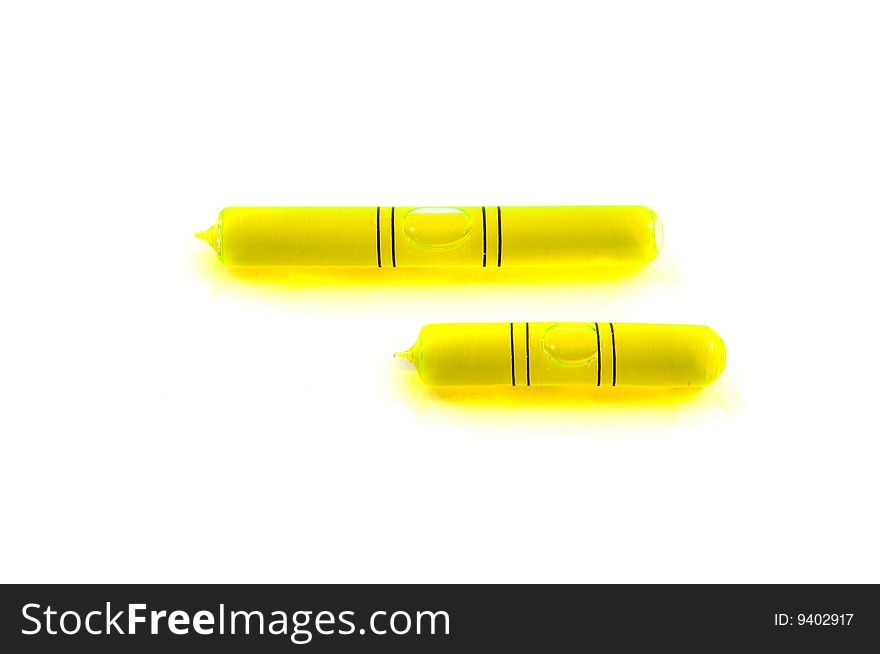 Two water levels isolated on a white background