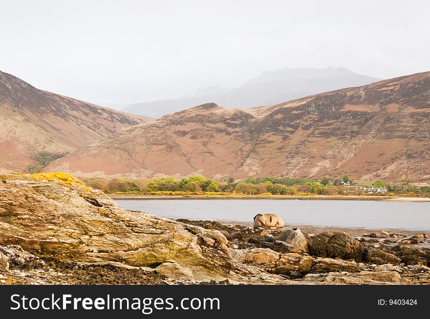 Rock formation or the Isle of Arran with rock pools. Rock formation or the Isle of Arran with rock pools