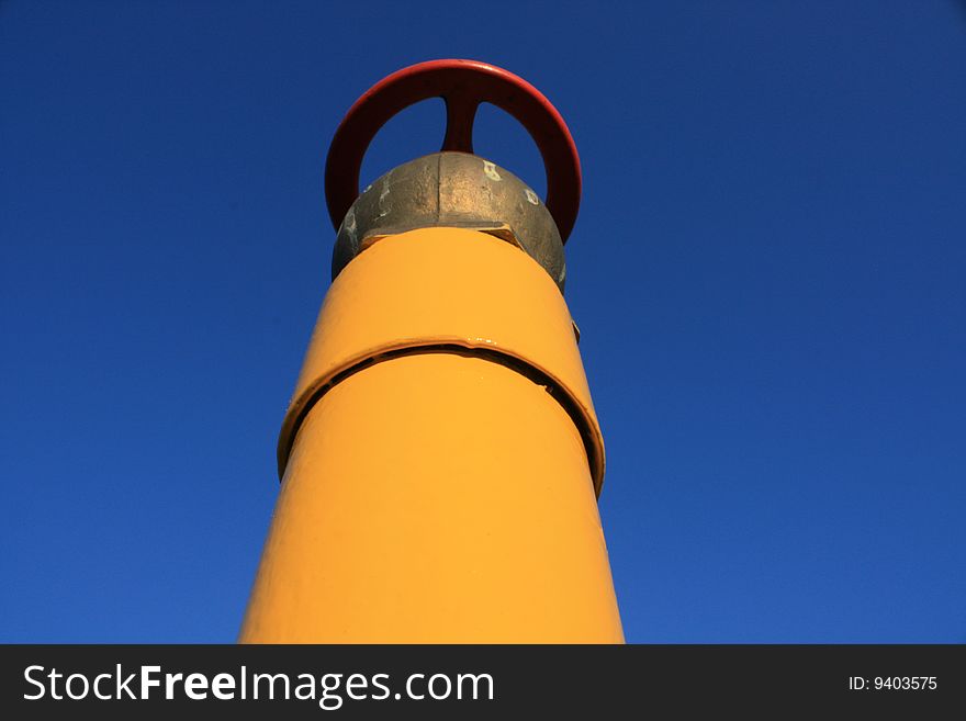 Low angle of yellow fire hydrant in center of image