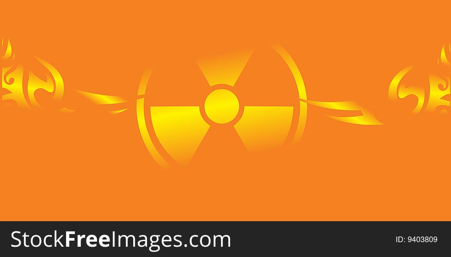 The vector image of an abstract background with radiation sign. The vector image of an abstract background with radiation sign