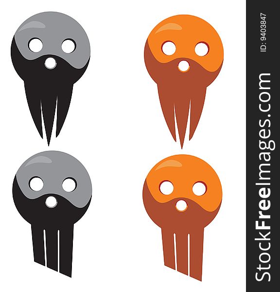Comic vector skull in two colours. Comic vector skull in two colours