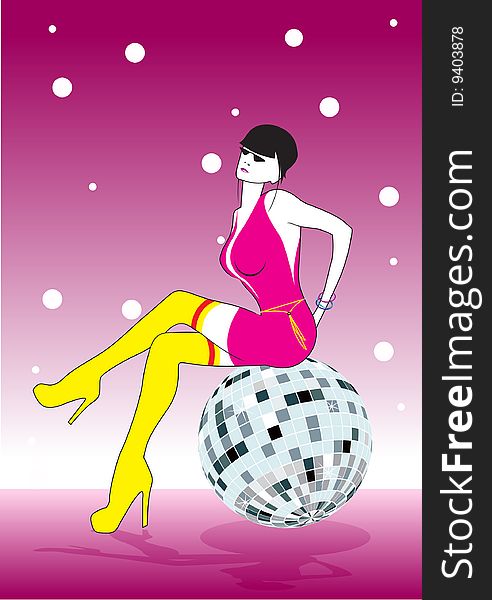 The vector girl on a disco-sphere