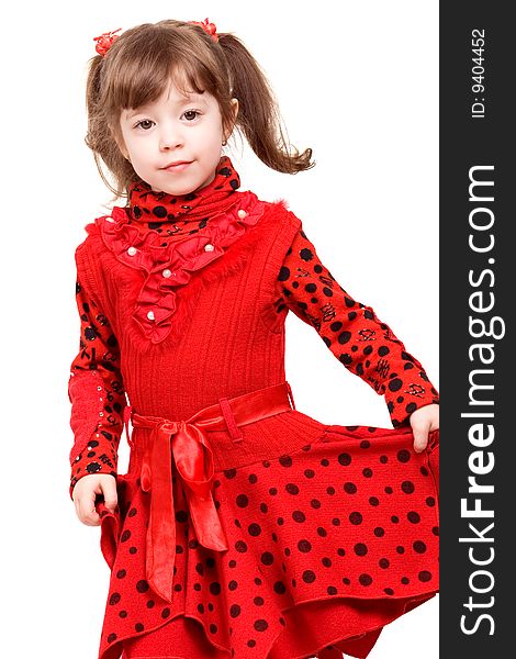 Cute little girl in red dress