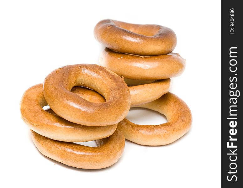 Bread-rings (salted rings) isolated on white background