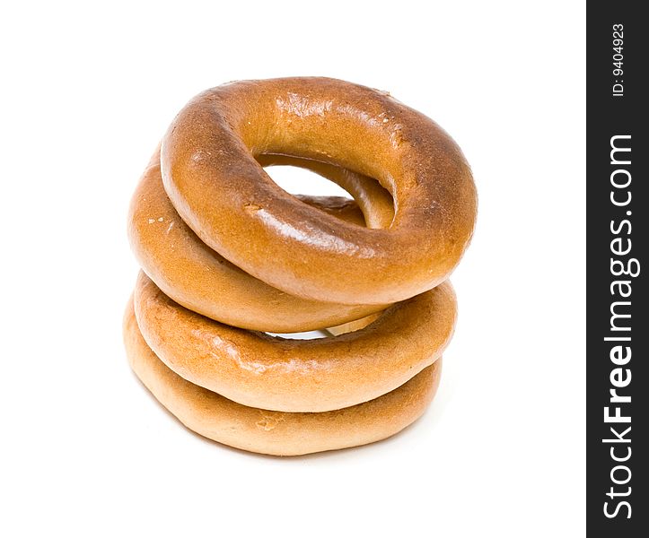 Bread-rings (salted rings) isolated on white background