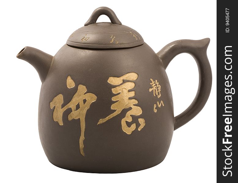 Chinese teapot isolated with clipping path on white background