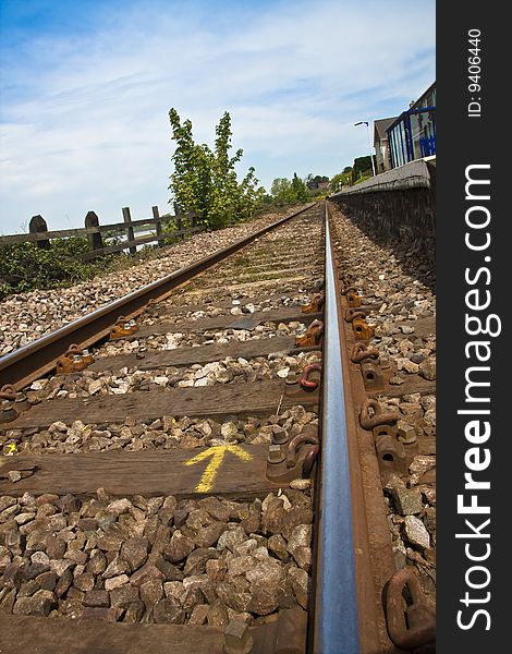 Down the line and platform on coastal railway near exmouth. Down the line and platform on coastal railway near exmouth