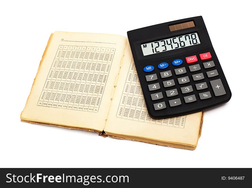 Calculator with an old book