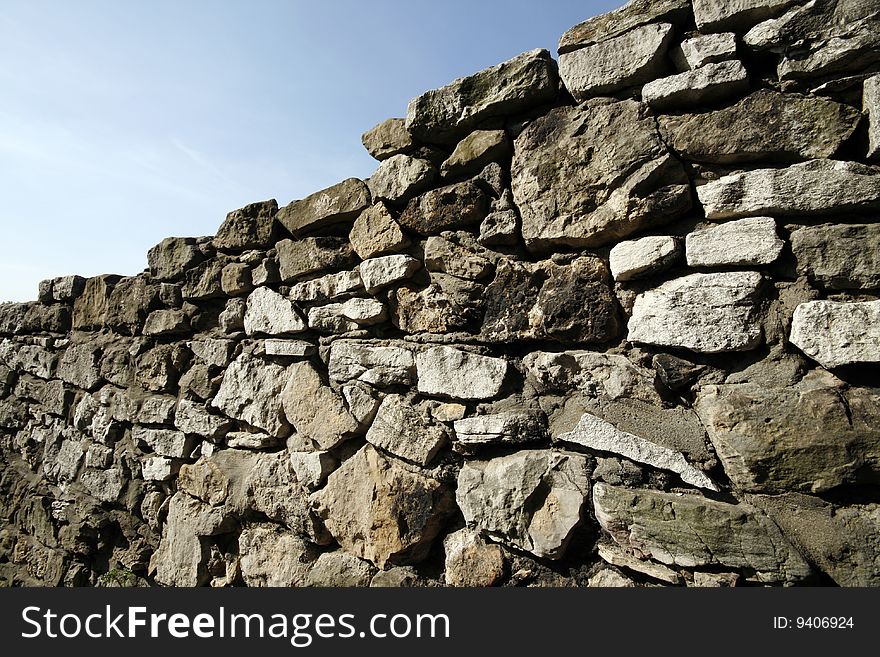 Limestone brick wall of Bedzin castle in Upper Silesia in Poland