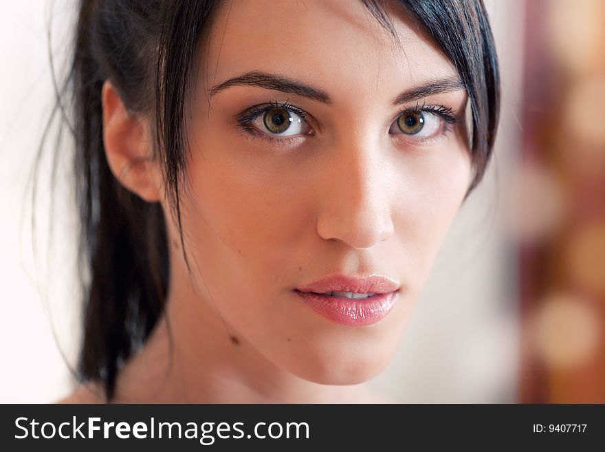Portrait of attractive girl. Face close-up