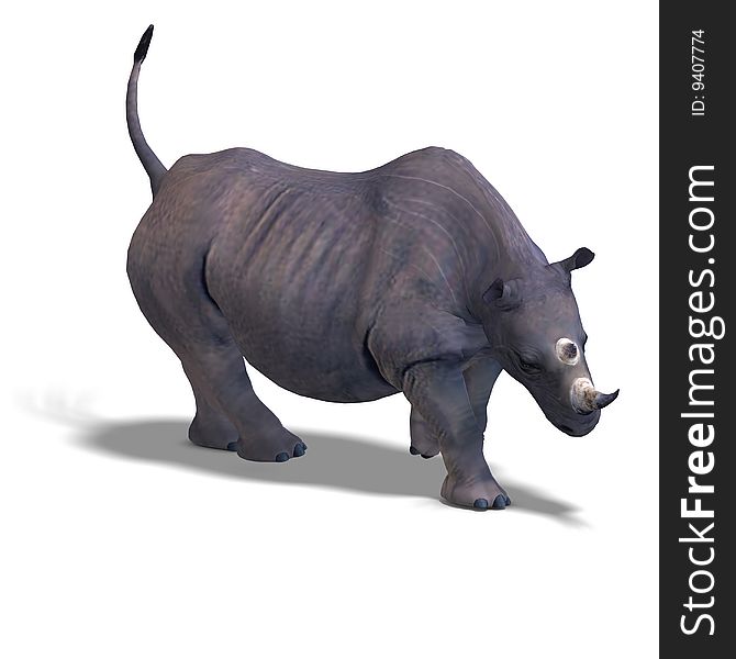 Rendering of a Rhinoceros with clipping path over white. Rendering of a Rhinoceros with clipping path over white