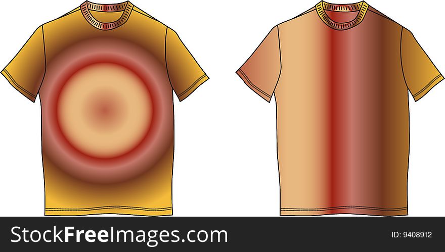 A shape of colorful t-shirts. A template of t-shirt as a vector illustration. A shape of clothes useful as an element of webpages, internet shops and shopping. A shape of colorful t-shirts. A template of t-shirt as a vector illustration. A shape of clothes useful as an element of webpages, internet shops and shopping.