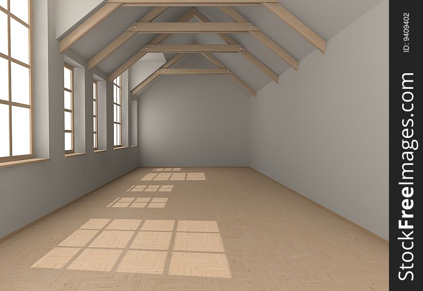 Emty interior of room 3D