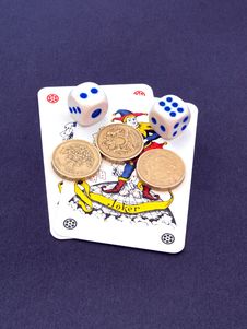 Gambling Witrh Dice And Cards. Royalty Free Stock Photo Gambling Witrh Dice And Cards. Royalty Free Stock Photo