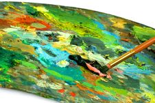 Paintbrush With Oil Paint On A Classical Palette Stock Photography Paintbrush With Oil Paint On A Classical Palette Stock Photography