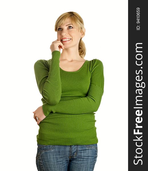 Portrait of the beautiful sexual girl in green. Portrait of the beautiful sexual girl in green