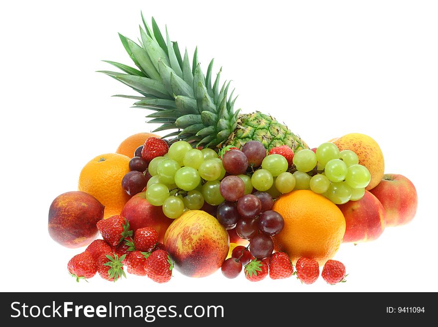 Colorful, ripe fruits on white. Colorful, ripe fruits on white.