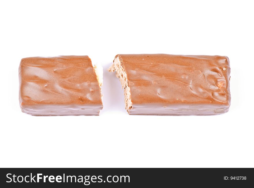 Bar of chocolate isolated on the white background