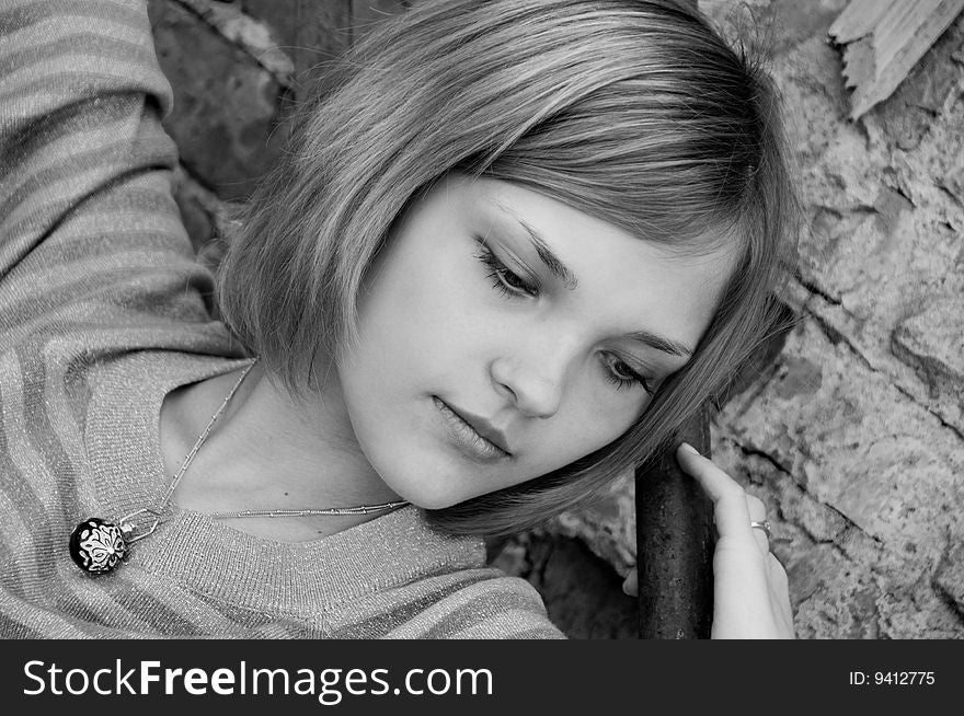 Portrait of young beautiful woman outdoor