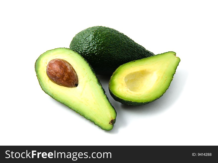 Fresh avocados isolated on white background. Fresh avocados isolated on white background