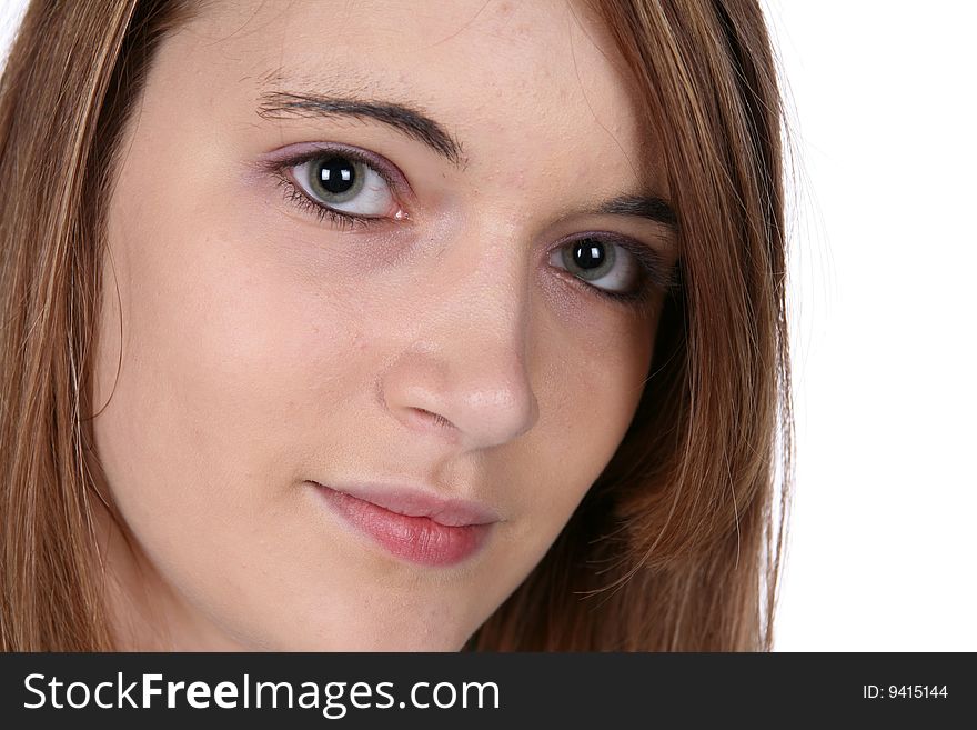 Beautiful Face And Eyes Of Serene Teenage Girl