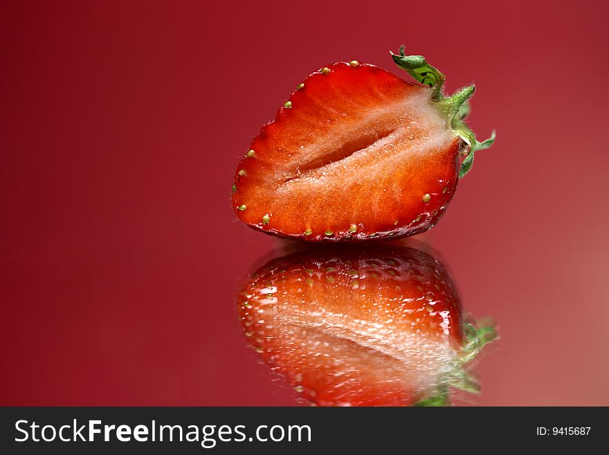 Juicy strawberry on a table