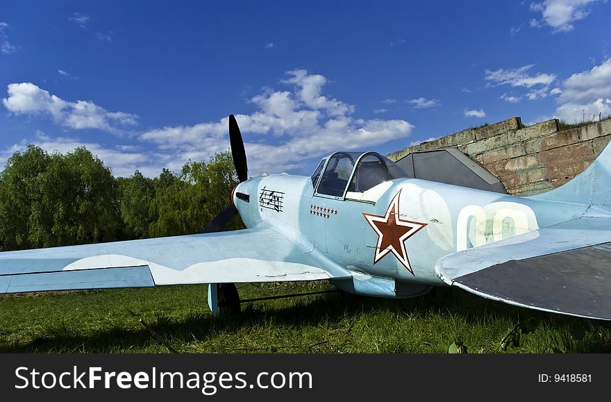 Old sovet airplane on a background sky