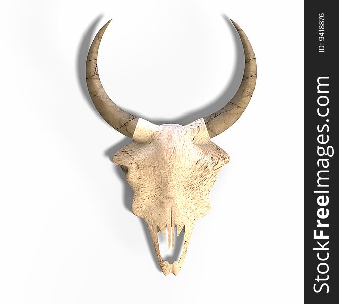 Rendering of a skull of a dead animal. With Clipping Path over white