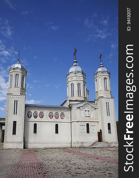 Monastery with blue sky background