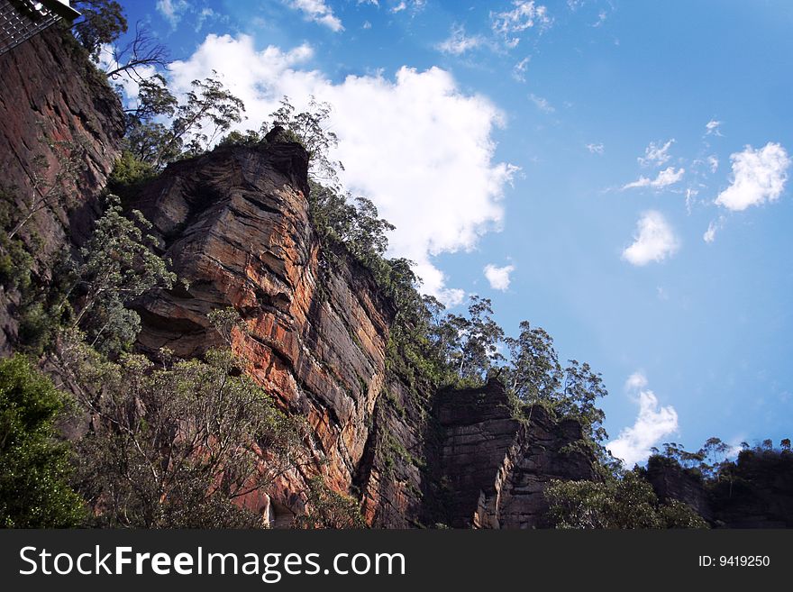 Low angle shot of a spectacular cliff in Australia.