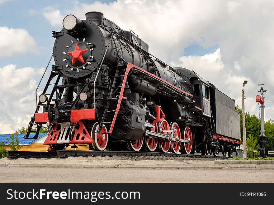 Soviet locomotive red star in front