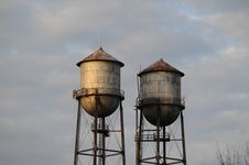 Water Towers W/ Signs Stock Image Water Towers W/ Signs Stock Image
