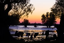 Sunset On Danube Delta Royalty Free Stock Photo
