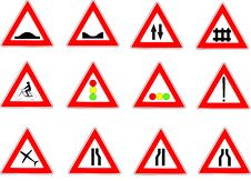 Traffic Signs Collection Of Danger Royalty Free Stock Images