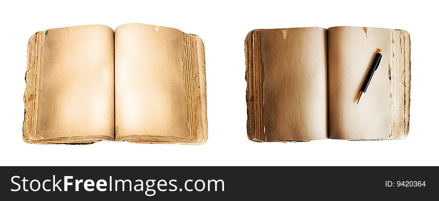 Set of blank open books isolated on white background.