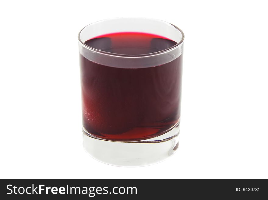 Alone glass with colour cocktail isolated over white background