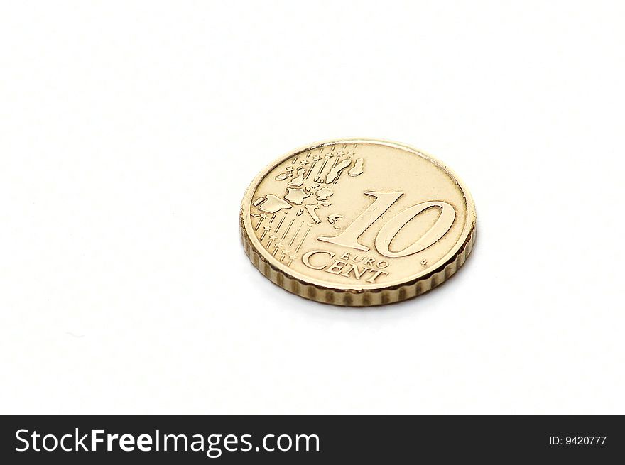 Ten euro cent isolated on white background. Ten euro cent isolated on white background