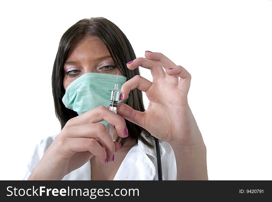 Nurse preparing an injection shot. Nurse preparing an injection shot