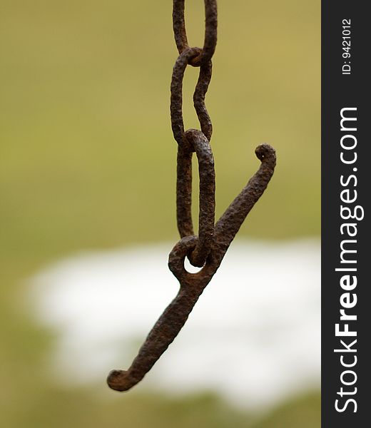 Old rusted chain witch snow. Old rusted chain witch snow