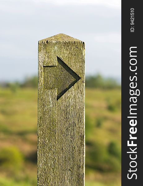 A wooden sign post showing the way. A wooden sign post showing the way