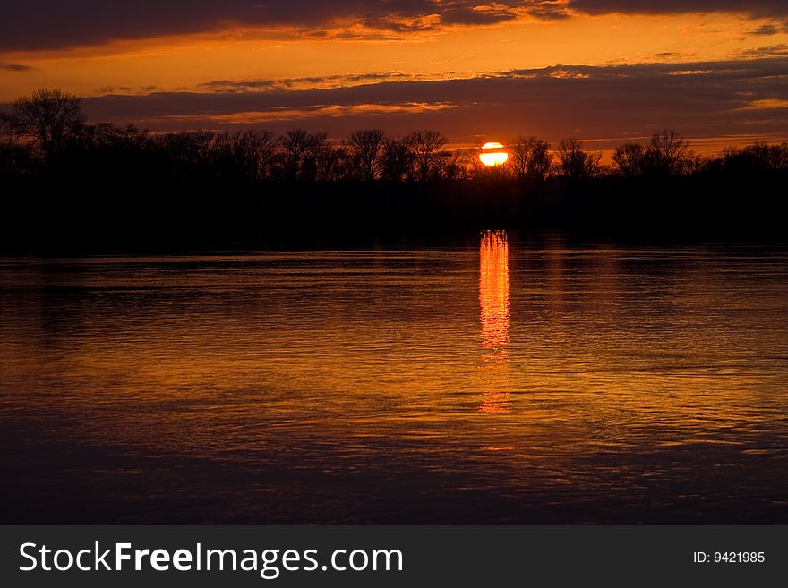Nature series: spring sunset on a river