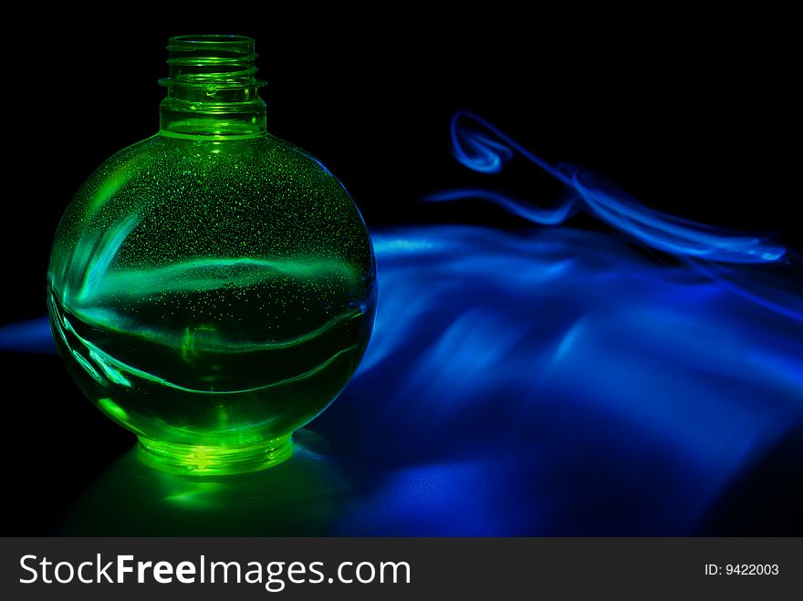 Green Sphere With Smoky Background