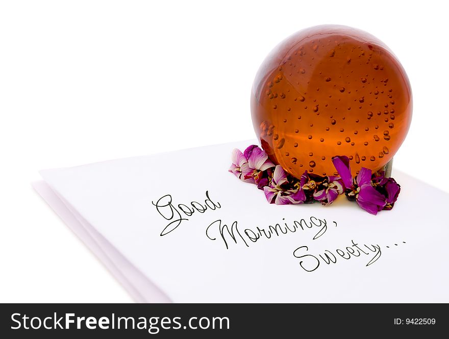Love letter, adpressed with paperweight. Love letter, adpressed with paperweight.